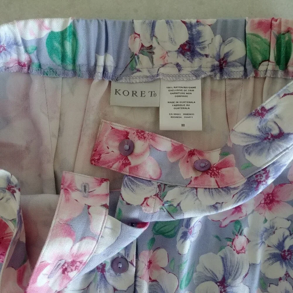 Vintage long button down midi maxi skirt purple pink and green floral Medium - Picture 12 of 14